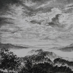 Chong Siewying, Twilight 1, Charcoal and Acrylic Medium on Paper mounted Canvas, 138 x 138cm, 2012